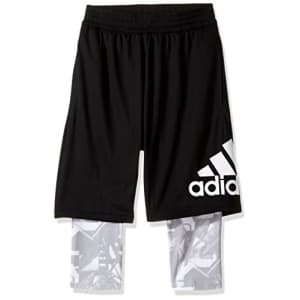 adidas Men's Basketball Crazylight Graphic 2-in-1 Shorts, Black/Tech Grey, 3X-Large for $33