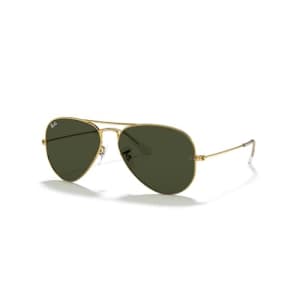 Ray-Ban Unisex Sunglasses Gold Frame, Green Lenses, 58MM for $120