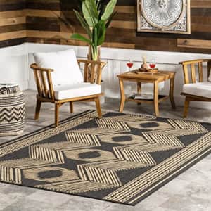 nuLOOM Ranya Tribal Indoor/Outdoor Area Rug - 7x9 Indoor/Outdoor Area Rug Casual Dark Grey/Ivory for $90 nuLOOM Ranya Tribal Indoor/Outdoor Area Rug - 7x9 Indoor/Outdoor Area Rug Casual Dark Grey/Ivory for $90