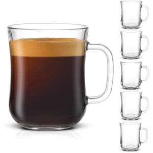 JoyJolt 15.5-oz. Glass Coffee Cups 6-Pack for $17