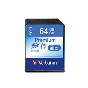 Verbatim 64GB Premium SDXC Memory Card, UHS-I V10 U1 Class 10 for $11