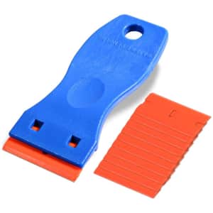 1.5" Plastic Razor Scraper w/ 10 Double Edged Plastic Blades for $8