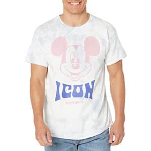 Disney Characters Mickey ICON Young Men's Short Sleeve Tee Shirt, White/Blue, Large for $8
