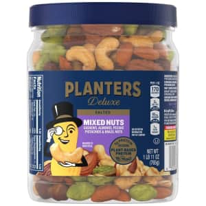 Planters 27-oz. Deluxe Salted Mixed Nuts. Clip the on-page coupon and subscribe for about $6 less than you'd pay at Walmart.