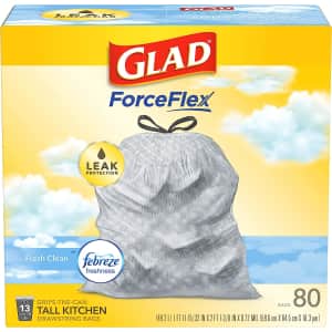 Glad ForceFlex Tall Drawstring Trash Bag 80-Pack for $17 via Sub & Save