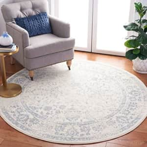 SAFAVIEH Adirondack Collection Area Rug - 4' Round, Ivory & Slate, Oriental Distressed Design, for $44