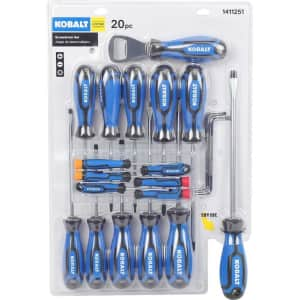 Kobalt 20-Piece Magnetic Screwdriver Set w/ Cushioned Handles for $20