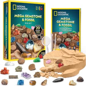 National Geographic Mega Fossil and Gemstone Dig Kit for $26
