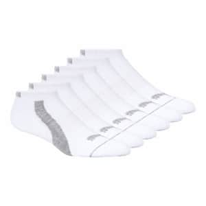 PUMA Women's 6 Pack Low Cut Socks, White/Grey, 9 11 US for $14