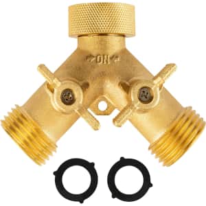 Brass 2-Way Garden Hose Splitter for $10