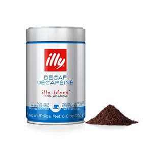 illy Decaffeinated Ground Espresso Coffee, Classic Medium Roast with Notes of Toasted Bread, 100% for $10