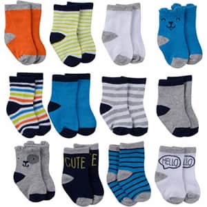 Onesies Brand Unisex Baby 12-Pair Bootie Socks Dog Crew Socks 0-6 Months for $10