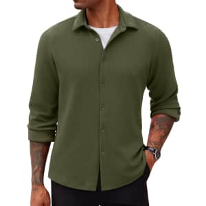 Coofandy Men's Lightweight Casual Overshirt for $7