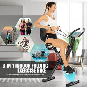 ANCHEER 3-in-1 Exercise Bike,Folding Magnetic Indoor Cycling Bike Fitness Stationary Bike with for $100