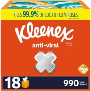 Kleenex Anti-Viral Facial Tissues Box 18-Pack: 2 for $24