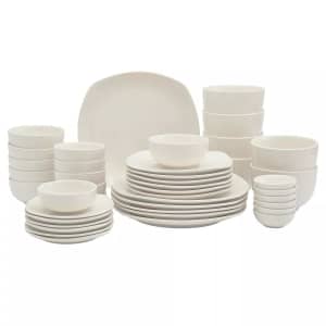 Tabletops Unlimited Inspiration by Denmark 42-Piece Ceramic Dinnerware Set. That is a savings of $87, making these approximately $1 per piece, which is a great price per piece for ceramic dishes.