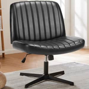 edx Criss Cross Chair,Armless Legged Office Desk Chair No Wheels,Leather Padded Wide Seat Modern for $50 edx Criss Cross Chair,Armless Legged Office Desk Chair No Wheels,Leather Padded Wide Seat Modern for $50