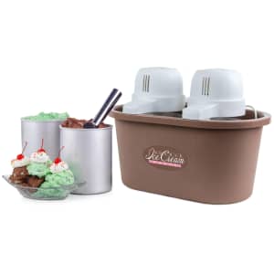 Nostalgia 4-Quart Electric Double Flavor Ice Cream Maker for $45 Nostalgia 4-Quart Electric Double Flavor Ice Cream Maker for $45