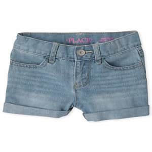 The Children's Place Girls' Plus Denim Shorts, LT 90S BLU WSH, 10P for $14