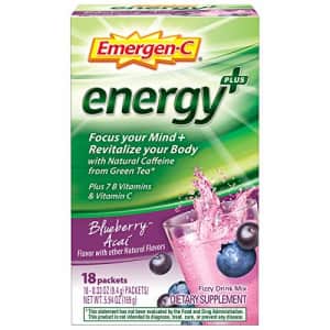 Emergen-C Energy+, with B Vitamins, Vitamin C and Natural Caffeine from Green Tea (18 Count, for $13