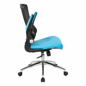 Office Star Bonded Leather Seat and Screen Back Manager's Chair with Padded Flip Arms, Blue for $90