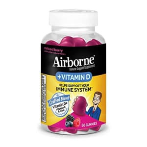 Airborne Vitamin C + Vitamin D & Zinc Immune Support Gummies for Adults, (60ct Bottle), Naturally for $10