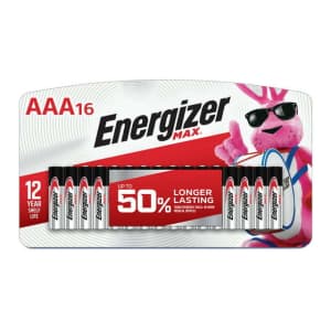 Energizer Max AAA Alkaline Batteries 16-Pack for $11