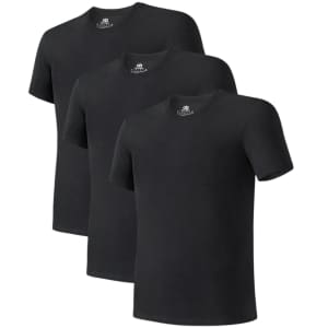 Men's 100% Cotton Crew T-Shirt 3-Pack for $9