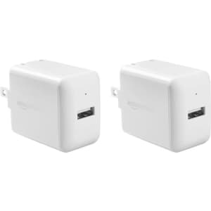 AmazonBasics 12W USB Wall Charger 2-Pack for $4