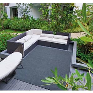 Ottomanson Lifesaver Indoor/Outdoor Utility Ribbed Area Rug, 5'X7', Grey for $51