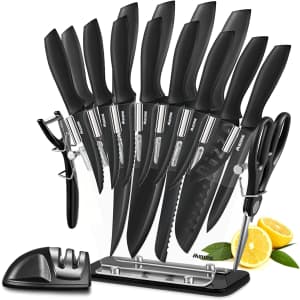 Midone 17-Piece German Stainless Steel Kitchen Knife Set for $43