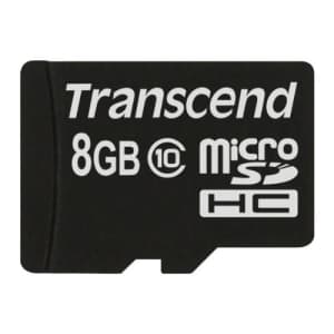 Transcend Information 8 GB Micro SDHC10 (TS8GUSDC10) for $12