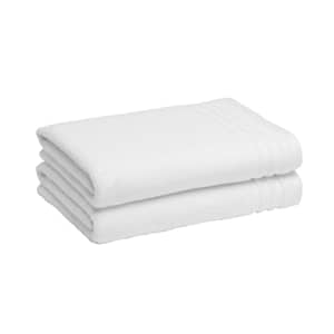Amazon Basics Cotton Bath Towels, Made with 30% Recycled Cotton Content - 2-Pack, White for $18