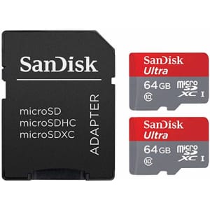 SanDisk 64GB UHS-I Class 10 microSDXC Card 2-Pack w/ Adapter for $20 SanDisk 64GB UHS-I Class 10 microSDXC Card 2-Pack w/ Adapter for $20