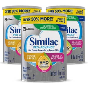 Similac Pro-Advance 2.25-lb. Infant Formula 3-Pack for $77 via Sub & Save Similac Pro-Advance 2.25-lb. Infant Formula 3-Pack for $77 via Sub & Save