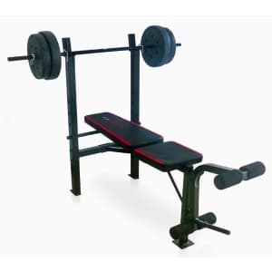 Cap Barbell CAP Strength Adjustable Standard Combo Weight Bench w/ 90-lb. Weight Set for $139
