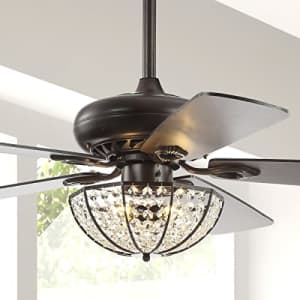 JONATHAN Y JYL9702A Classic Joanna 3-Light Fandelier with Remote, Crystal LED Ceiling Fan, 52", Oil for $167 JONATHAN Y JYL9702A Classic Joanna 3-Light Fandelier with Remote, Crystal LED Ceiling Fan, 52", Oil for $167