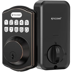Ticonn Keyless Entry Door Lock Deadbolt with Keypad for $24