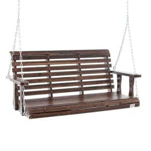 VEVOR Wooden Porch Swing 4.5 ft, Patio Bench Swing for Courtyard & Garden, Upgraded 880 lbs Strong for $90