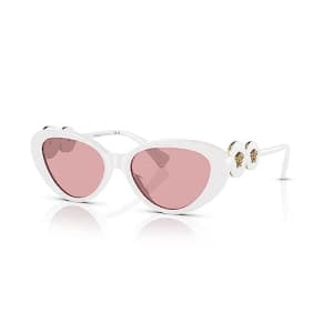 Versace VE 4433U 314/84 White Plastic Cat-Eye Sunglasses Purple Lens for $115