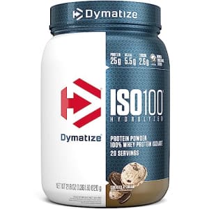 Dymatize ISO100 Hydrolyzed Protein Powder, 100% Whey Isolate Protein, 25g of Protein, 5.5g BCAAs, for $25