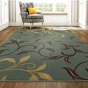 Ottomanson Home Collection Modern Area Rug, 5' X 6'6", Seafoam Leaves for $50