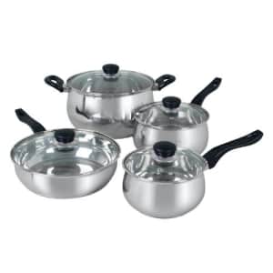 Oster Rametto Stainless Steel Cookware Set, 8 Piece, Silver for $40
