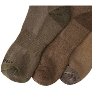 Merrell mens 3 Pack Cushioned Performance Hiker (Low/Quarter/Crew Socks) Casual Sock, Olive (Crew), for $28