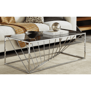 HomeSullivan 48" Metal and Glass-Top Coffee Table for $155 HomeSullivan 48" Metal and Glass-Top Coffee Table for $155