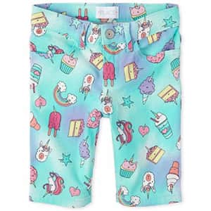 The Children's Place Girls' Rainbow Unicorn Denim Skimmer Shorts Azureus 8 slim for $20