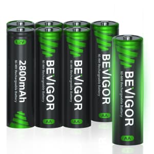Bevigor AA Rechargeable Batteries 8-Pack for $6