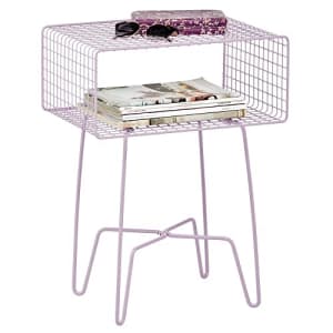 mDesign Modern Industrial Side Table, Storage Shelf, 2-Tier Metal Minimal End Table, Metallic Caged for $35