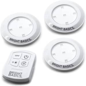 Bright Basics LED Puck Light 3-Pack for $10