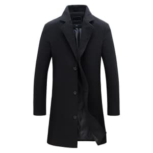 Men's Single Breasted Overcoat for $18